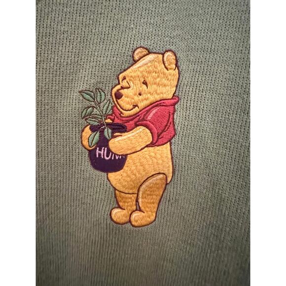 Disney Store Vintage Rare Find Winnie the Pooh Green Long Sleeve L Blouse Cotton - Picture 7 of 8